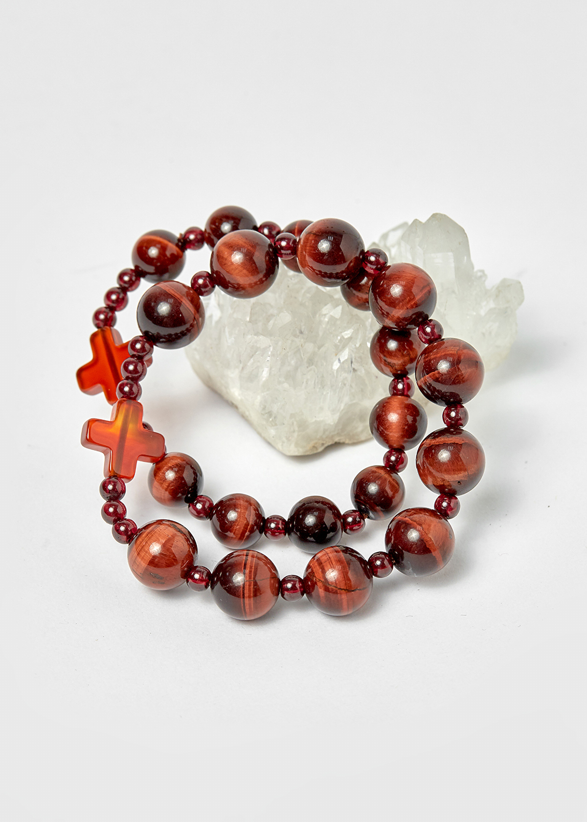 Cặp Vòng Chuỗi Mân Côi Mẹ Và Bé Đá Thạch Anh Mắt Hổ ni 52, ni 40- Ngọc Quý Gemstones