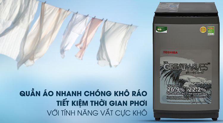 Máy Giặt Cửa Trên Toshiba AW-K1005FV-SG (9kg) - Hàng Chính Hãng - Chỉ Giao tại Hà Nội