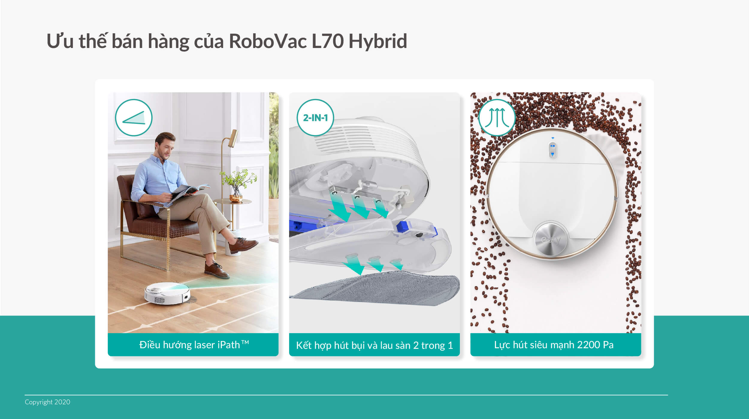Robot Hút Bụi lau nhà thông minh Eufy RoboVac L70 Hydrid - T2190 - Hàng Chính Hãng