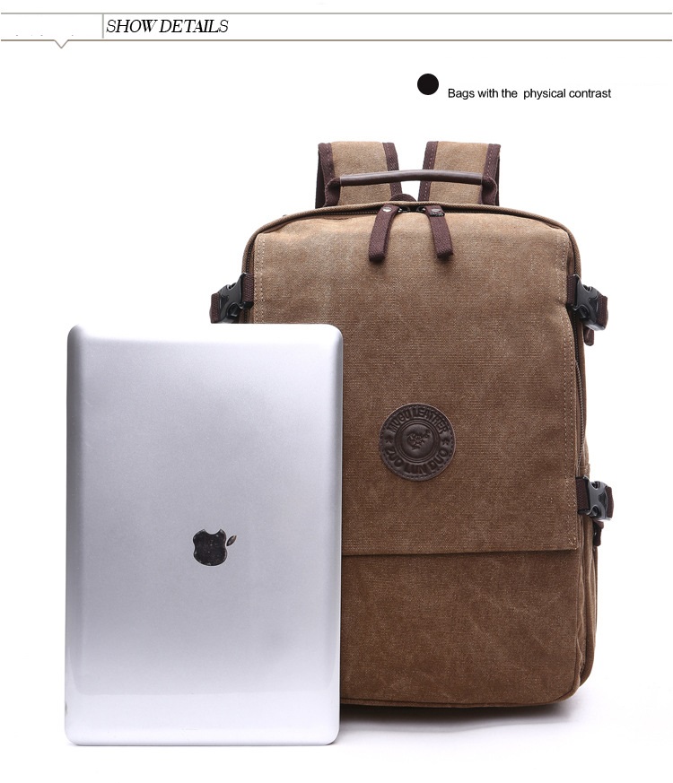 Unisex Casual Canvas Travel Backpack Large Capacity Laptop Bag Student Bag