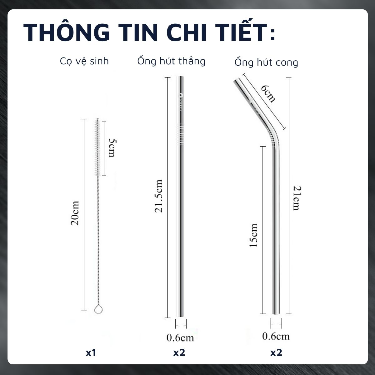 Bộ 4 ống hút Inox 304 kèm cọ rửa DandiHome