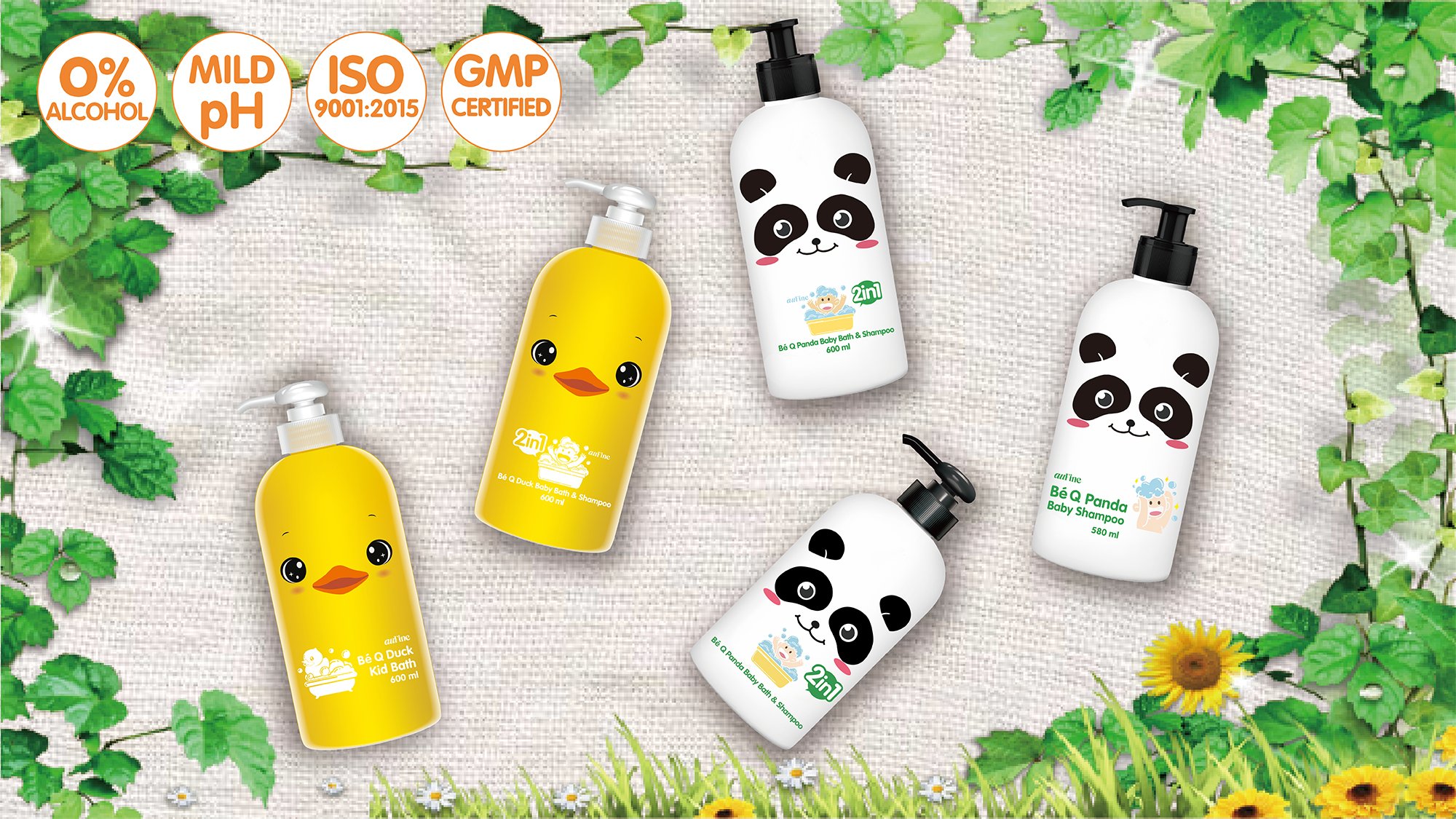 aufine bé q duck tắm gội 2 in 1 trẻ em 600ml 1