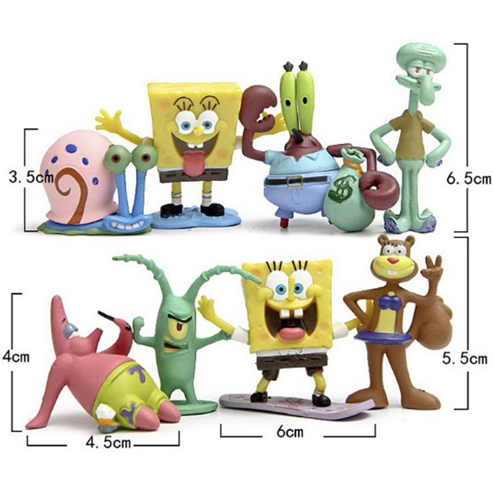 Combo 08 Mô Hình Đồ Chơi Nhân Vật Sponge Bob - Bọt Biển Tinh Nghịch