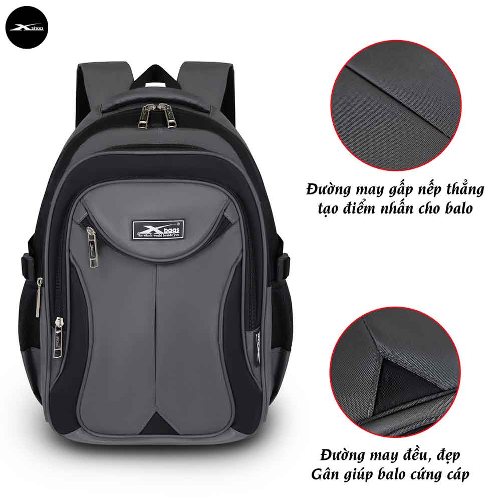 Balo Laptop Nam Xbags Naituo Xám XB 2004 - Balo Du Lịch Có Ngăn Chống Sốc Cao Cấp, Đựng Vừa Laptop 14-15.6 Inch, Nhiều Ngăn Tiện Lợi, Vải Trượt Nước Bền Bỉ