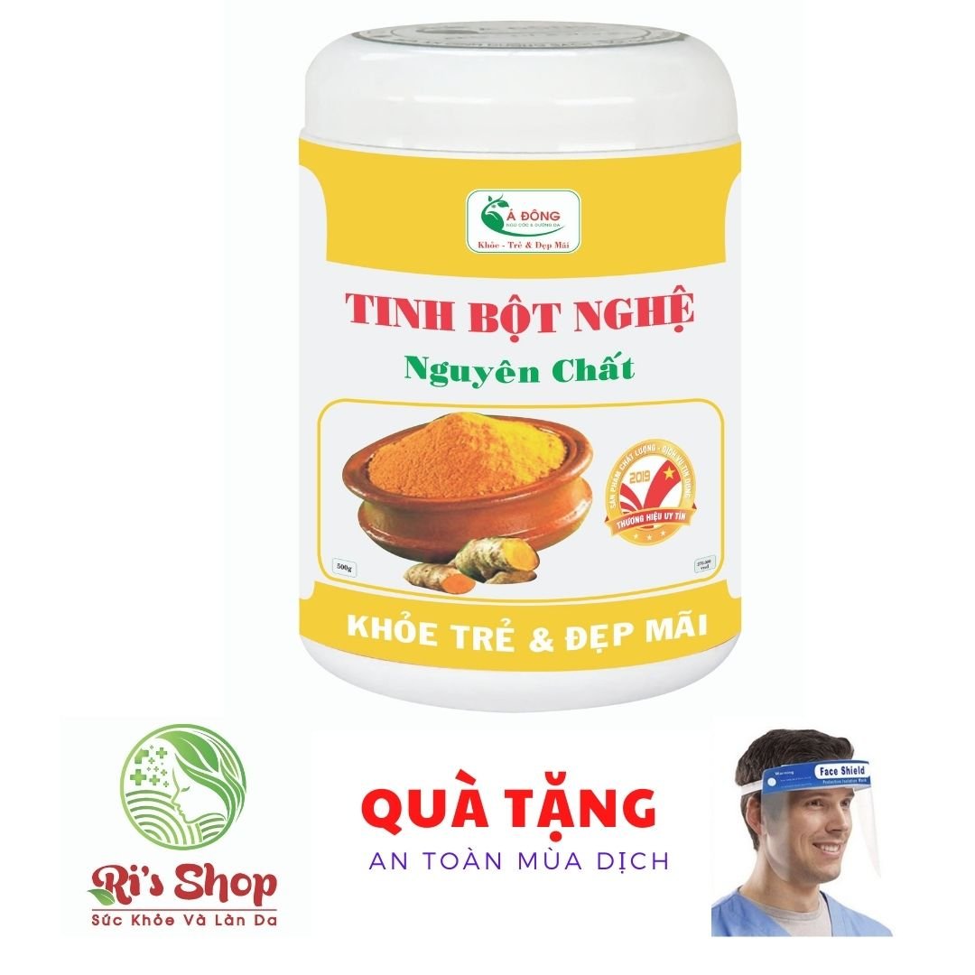 TINH BỘT NGHỆ NGUYÊN CHẤT Á ĐÔNG (500GRAM) - TẶNG KÈM QUÀ TẶNG KÍNH CHE MẶT CHỐNG GIỌT BẮN BẢO VỆ NGĂN VIRUT LÂY LAN 1