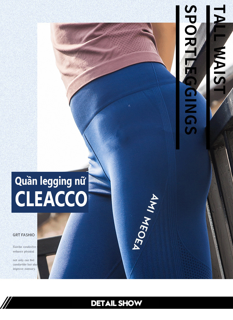 Quần legging nữ CLEACCO  tập gym, quần yoga chất vải Dệt thoáng mát , co giãn 4 chiều 