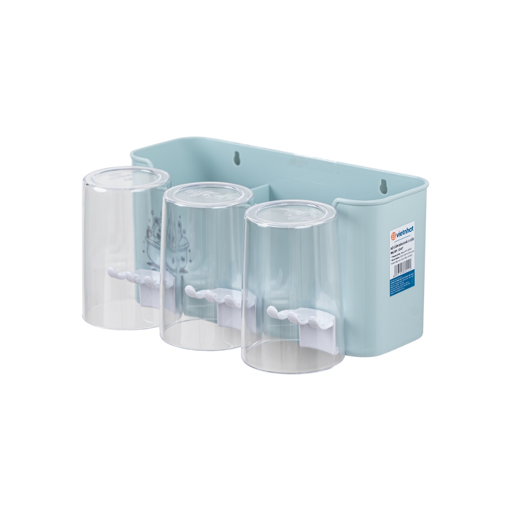 Bộ cắm bàn chải 3 cốc nhựa Việt Nhật - khay kệ để bàn chải, cốc và kem đánh răng kèm miếng dán siêu chắc ( tặng kèm sticker) - HÀNG VIỆT NAM 