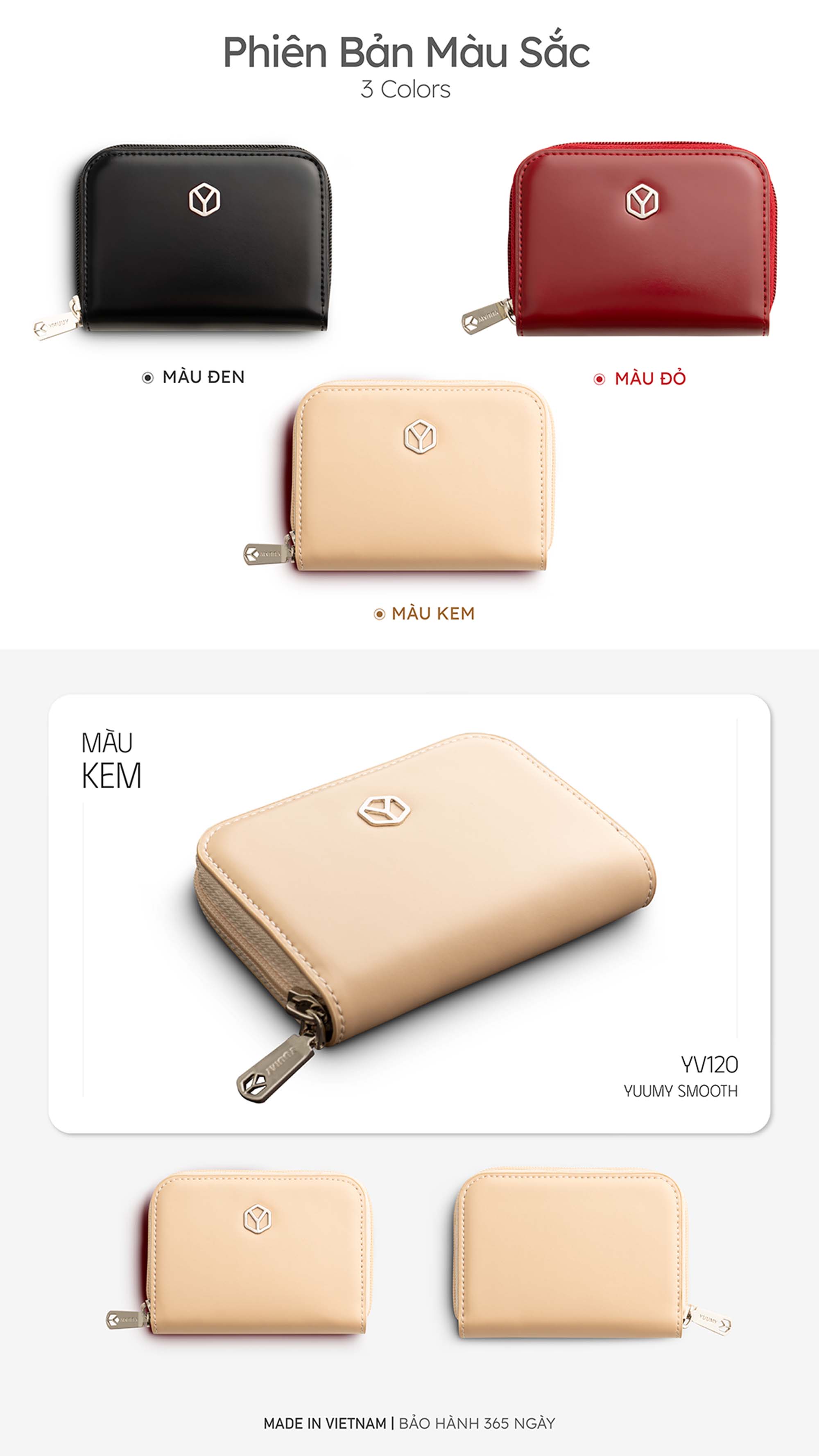 Ví Yuumy ( Thời trang nữ dáng cầm tay nhỏ gọn - Ví da Smooth YV120 )