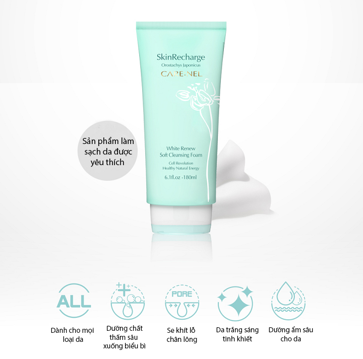 sữa rửa mặt care nel white renew soft cleansing foam 180ml 2