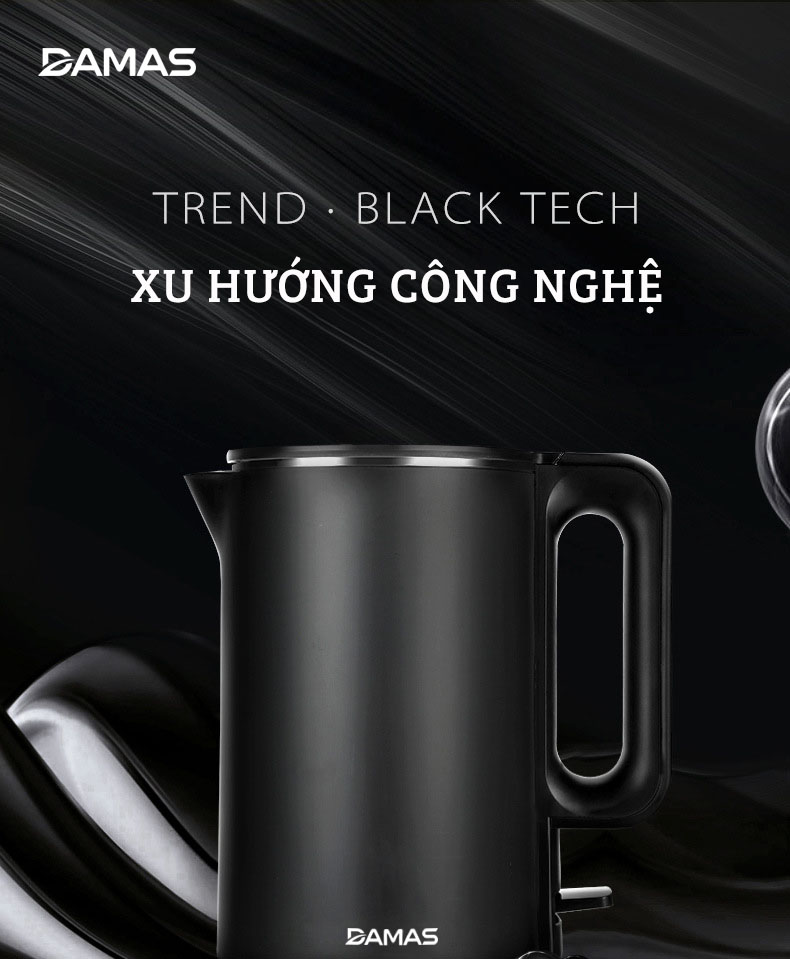 Ấm Siêu Tốc Inox 2 Lớp DAMAS DK-6018B (1.8L) - Hàng Chính Hãng