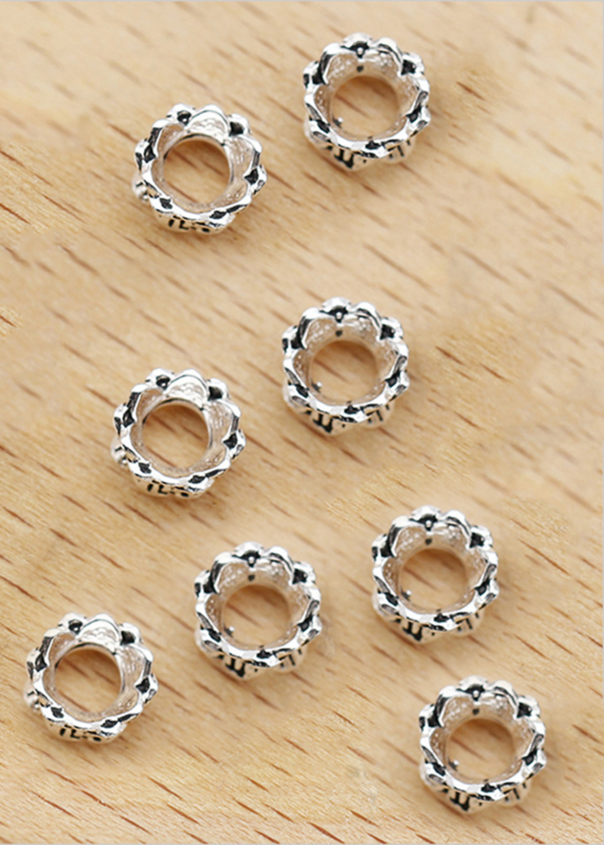 Combo charm bạc chặn hạt họa tiết hoa sen 2 đầu - Ngọc Quý Gemstones