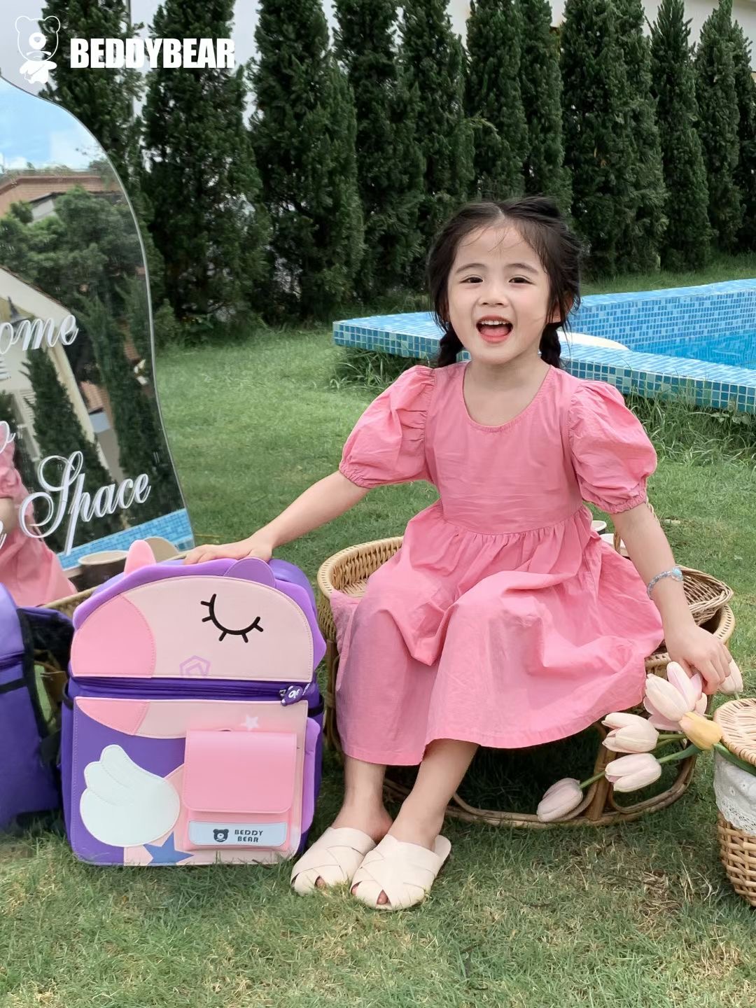 Balo Trẻ em từ 5 tuổi Beddybear Cute Bag 2.0 Phù hợp cho bé trai gái học Mẫu giáo chuẩn bị vào lớp 1 .Thiết kế chống gù, Chất liệu da PU hạn chế thấm nước