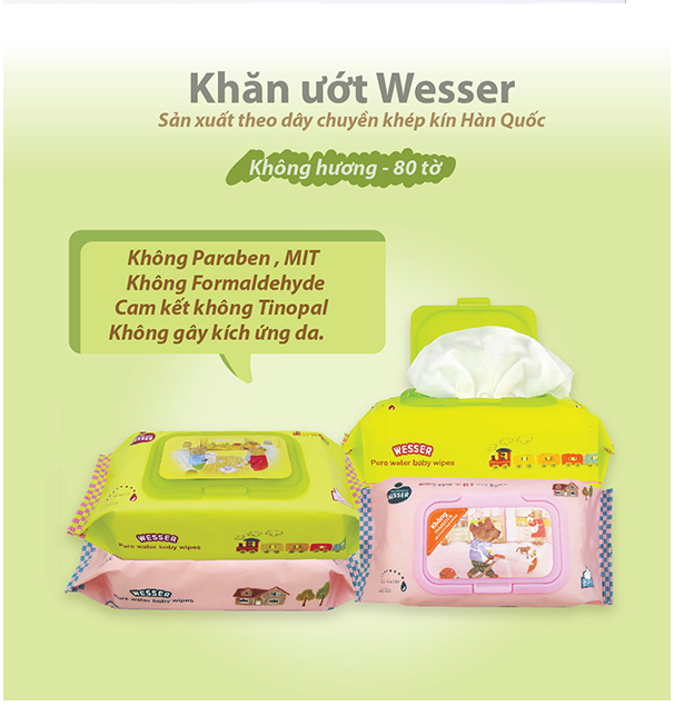 Bộ 4 Gói Khăn Ướt Wesser (80 Tờ x 4) -  Hồng