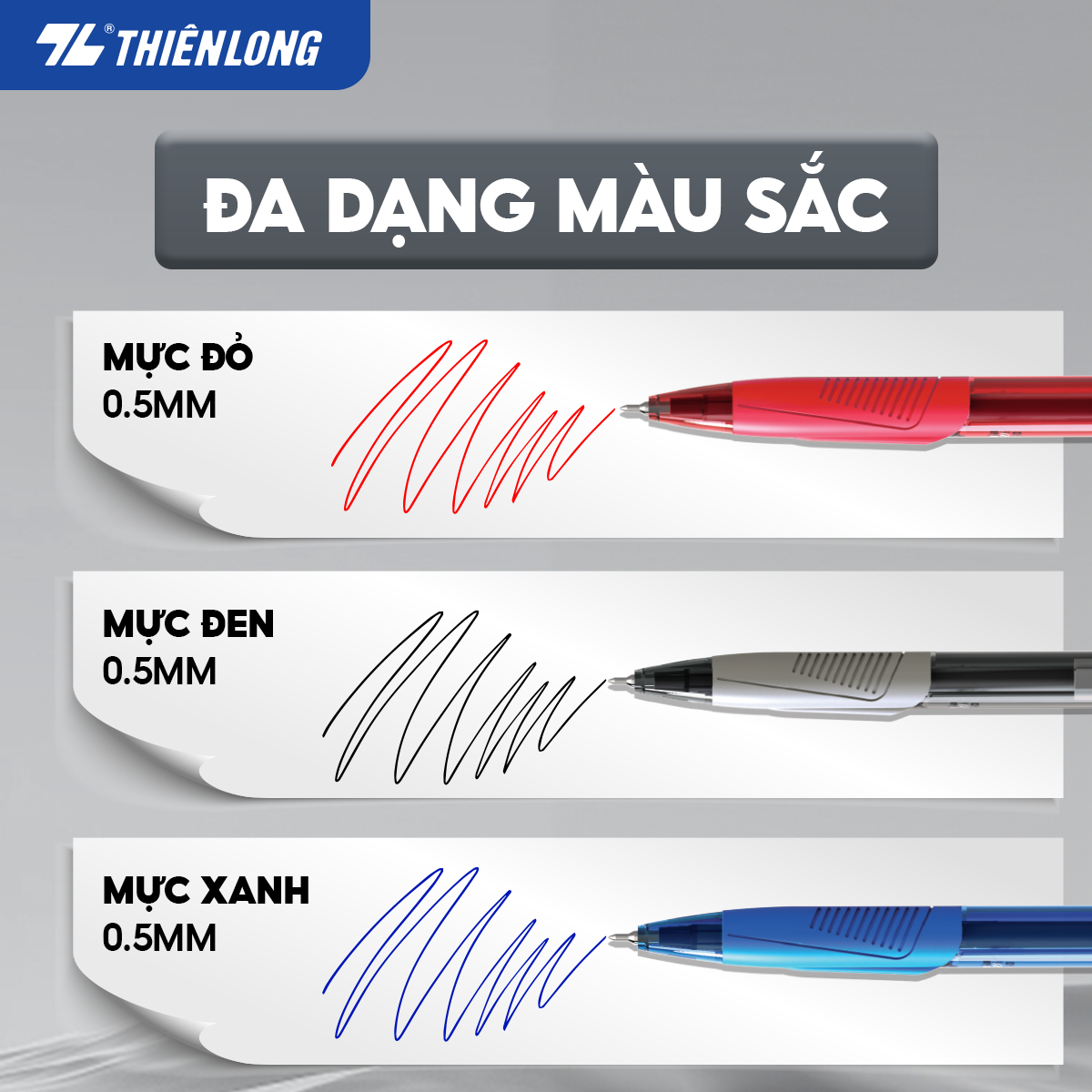 Combo 5-10-20 Bút Bi Thiên Long TL-095 - Tự động thu ngòi khi cài vào túi áo