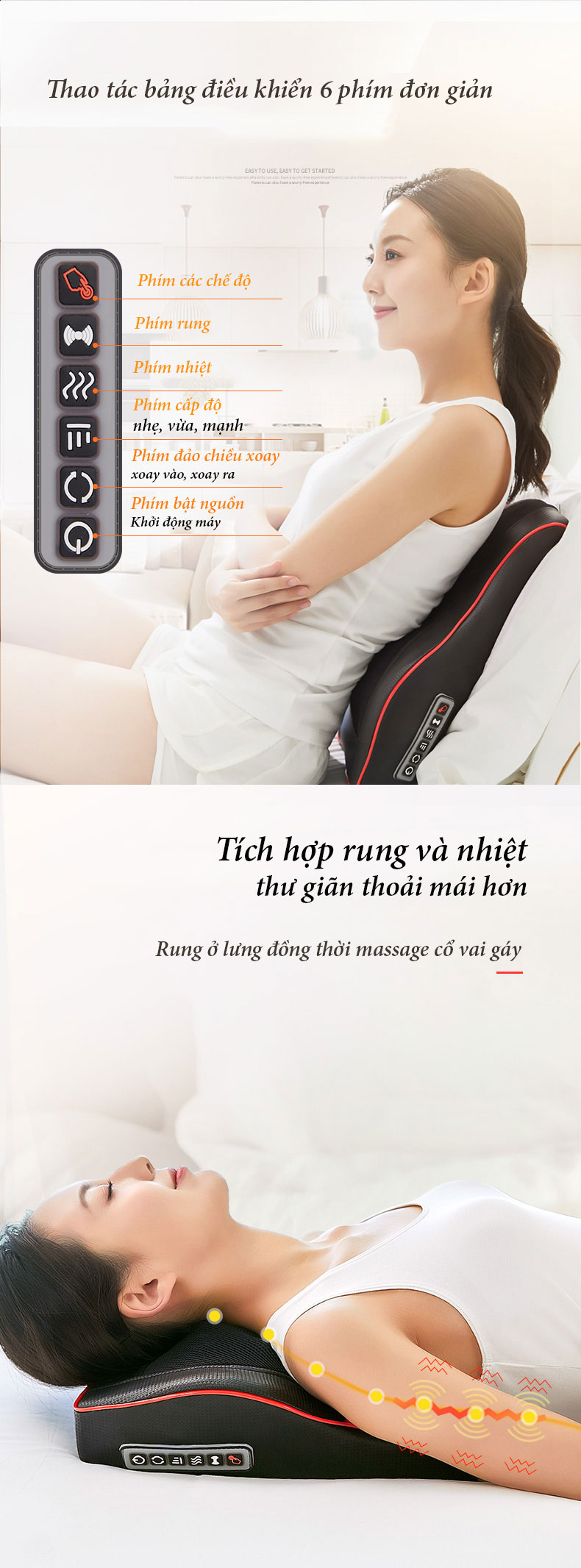 Gối Massage Hồng Ngoại Giúp Mát Xa Vai, Cổ, Gáy, Cột Sống Lưng Đa Năng Kết Hợp Với Chế Độ Rung Và Nhiệt, Chất Liệu Bọc Da Cao Cấp - Hàng Chính Hãng 8