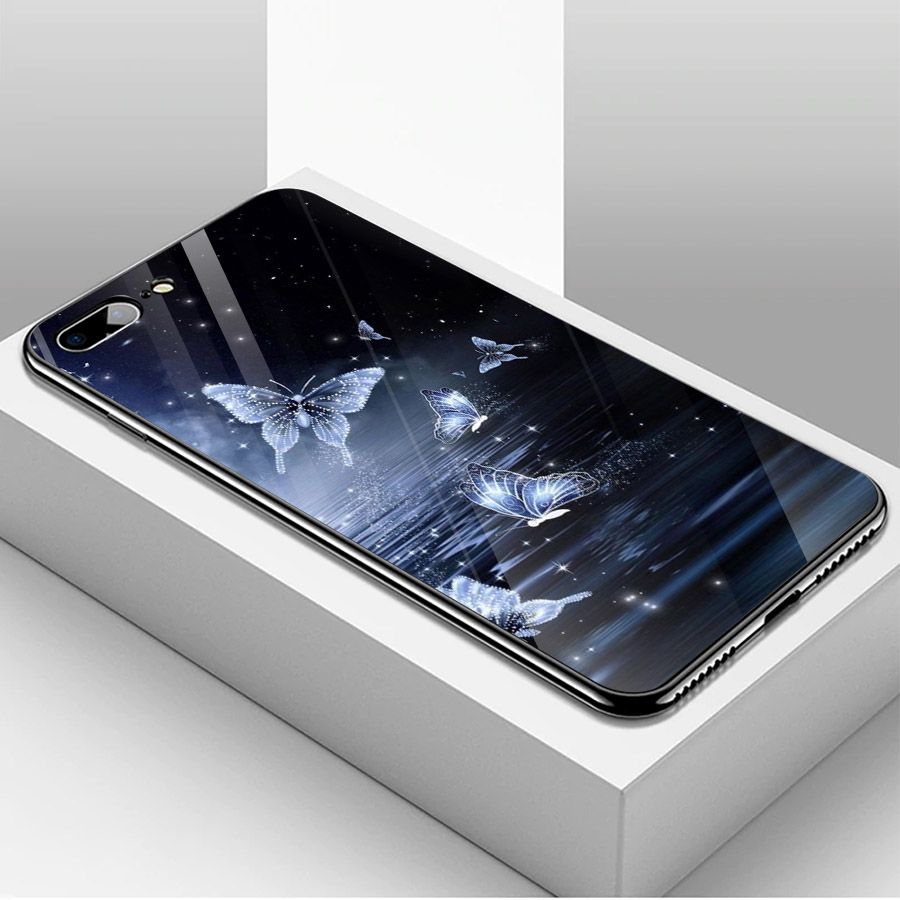 Ốp điện thoại kính cường lực cho máy iPhone 7 Plus / 8 Plus - bướm đẹp MS BUOMD033