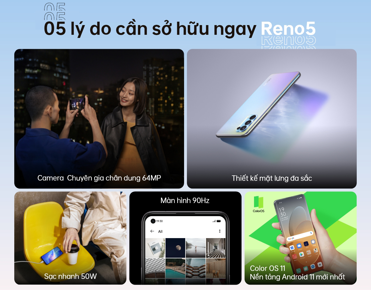 Điện Thoại Oppo Reno 5 (8GB/128G) - Hàng Chính Hãng