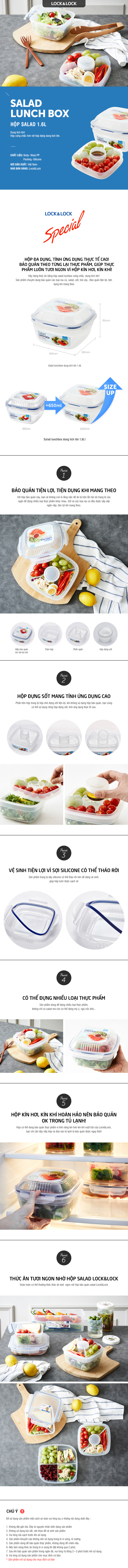 Hộp Salad Lock&Lock HSM8450T 1.6L & Khay Nước Sốt