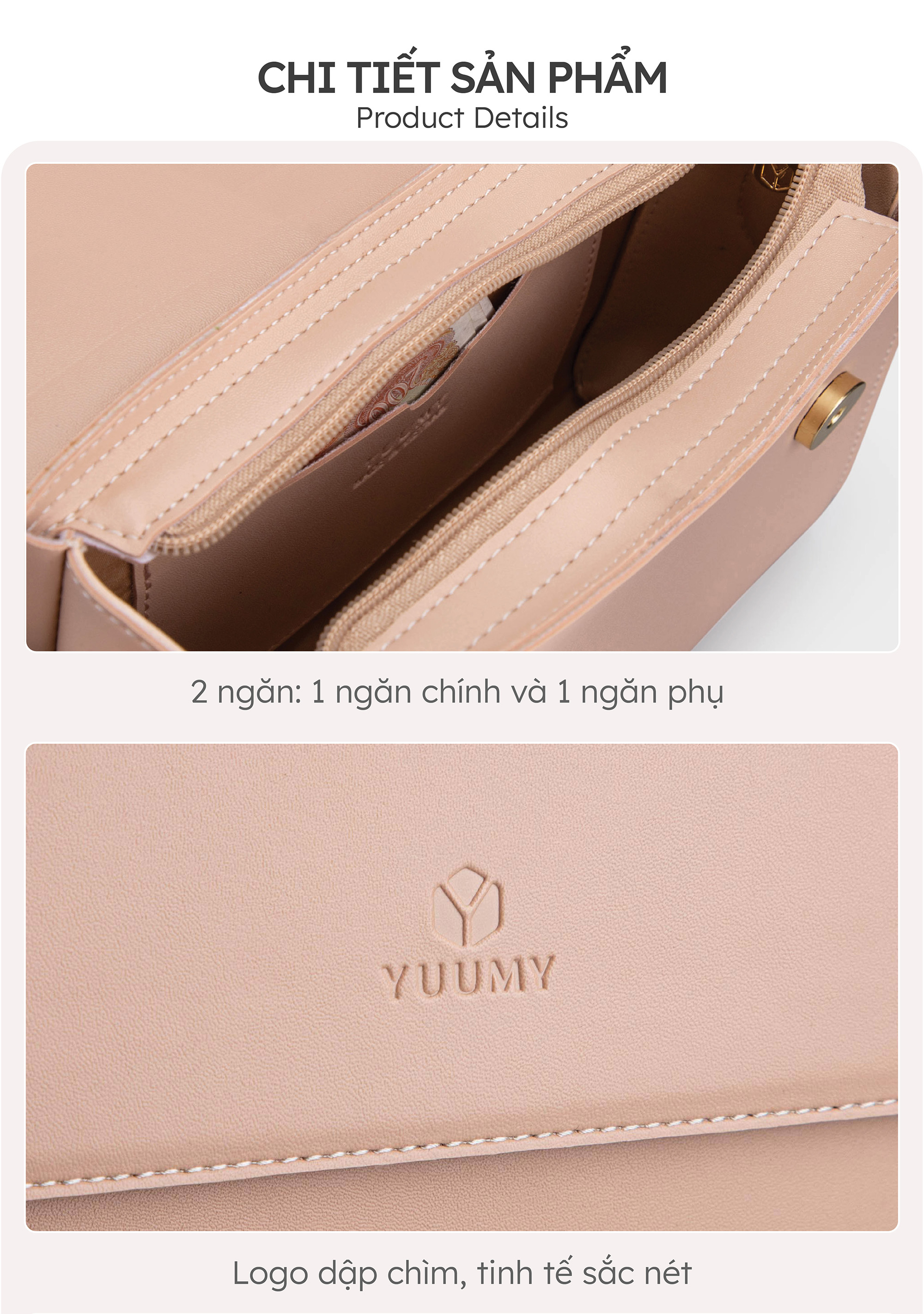 Túi Yuumy ( Thời trang nữ nắp gập dạng hộp size 21 - Túi đeo chéo da Seasand YN155 )