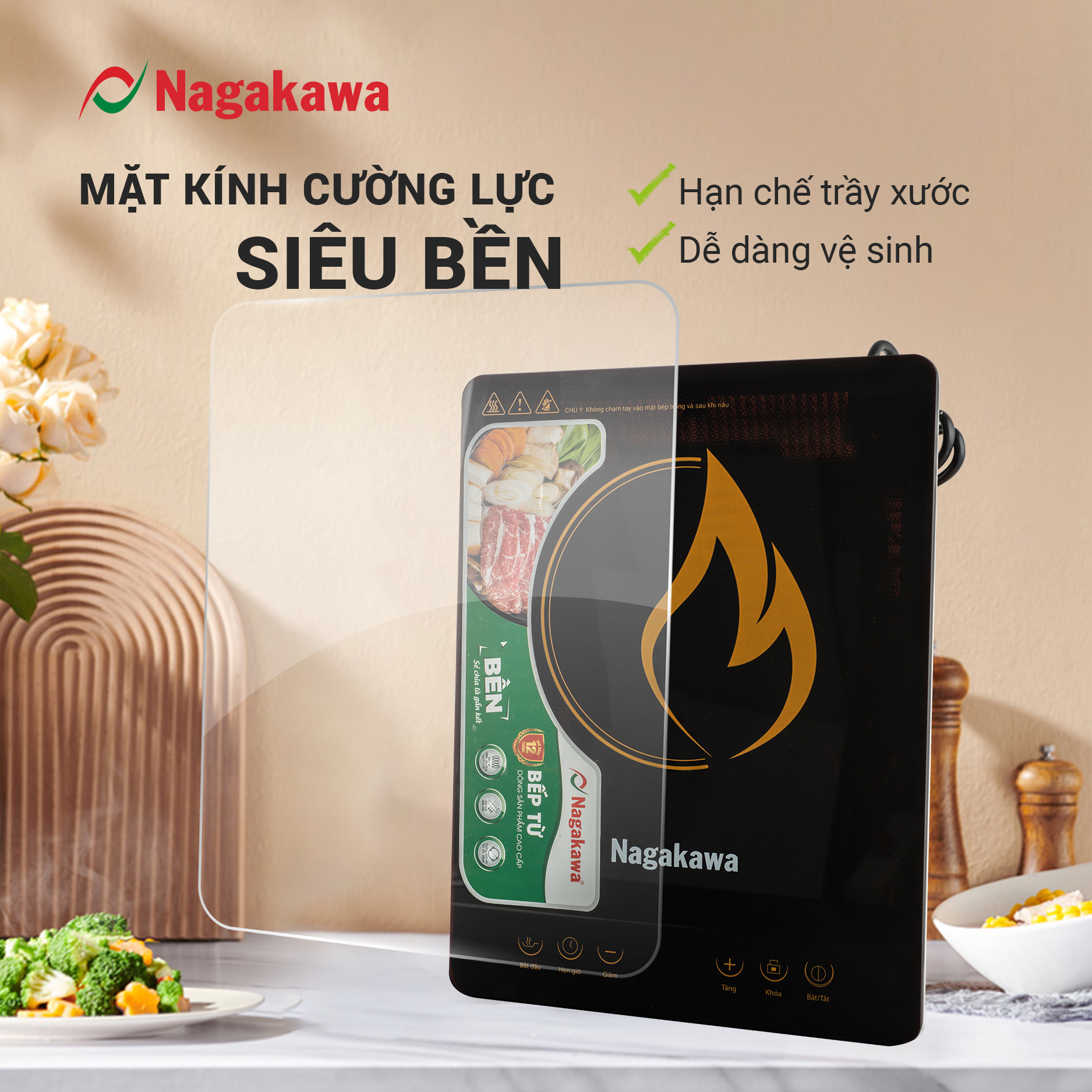 Bếp Từ Đơn Nagakawa NAG0704 (2000W) - Kèm Nồi Lẩu - Hàng Chính Hãng