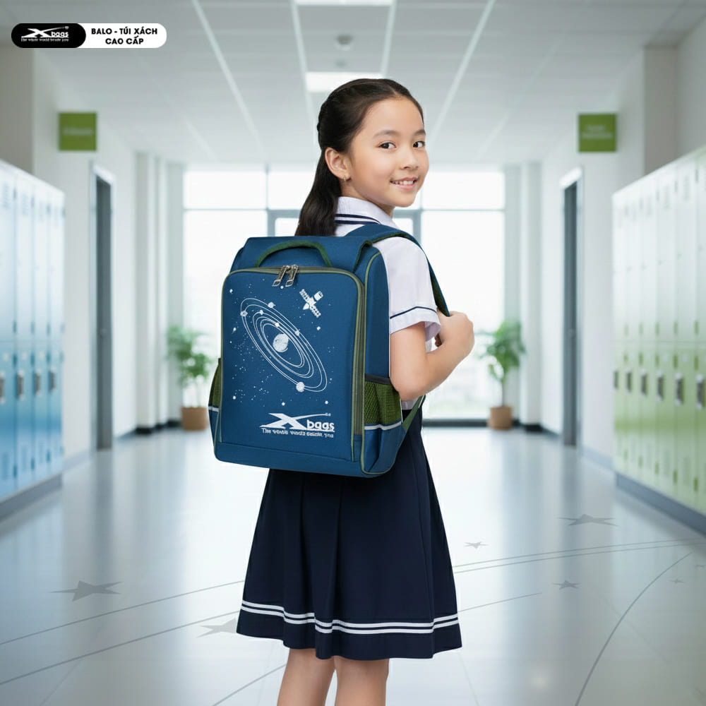 Balo Chống Gù Tiểu Học Cao Cấp Nhiều Ngăn Xbags Universe XB3104 – Chống Nước Tốt, Bền Đẹp, Màu Xanh Đen Cá Tính, Năng Động!