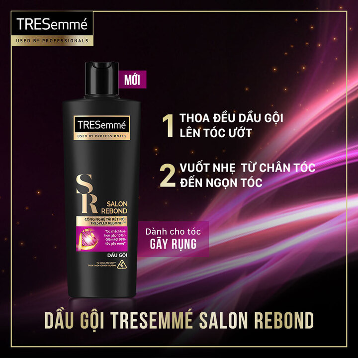 Combo gội xả TRESemmé Salon Rebond Công Nghệ Tái Kết Nối Ngăn Ngừa Gãy Rụng 340Gr x 2