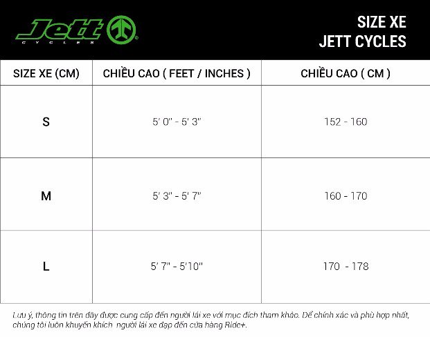 Hướng dẫn chọn size xe
