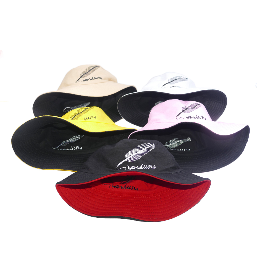 Nón bucket tai bèo thêu hình chiếc lá We Will Fly, may 2 lớp với 2 màu khác nhau độc đáo, vải cotton mềm mại thoải mái