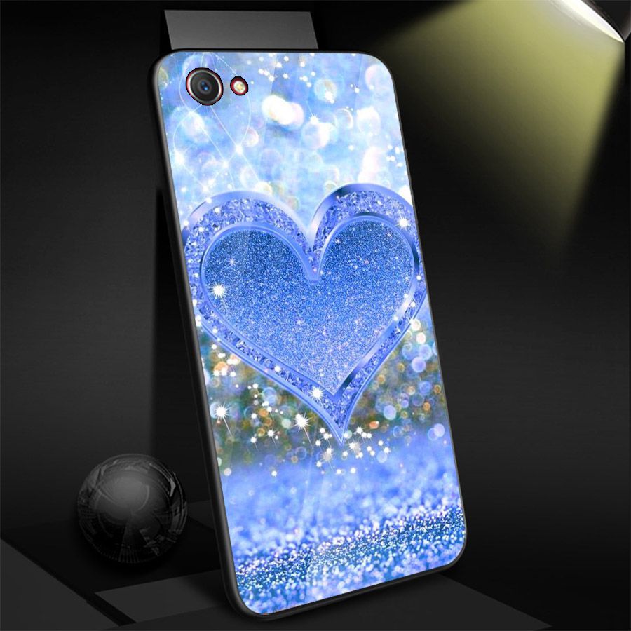 Ốp điện thoại kính cường lực cho máy Oppo F5 - trái tim tình yêu MS LOVE039