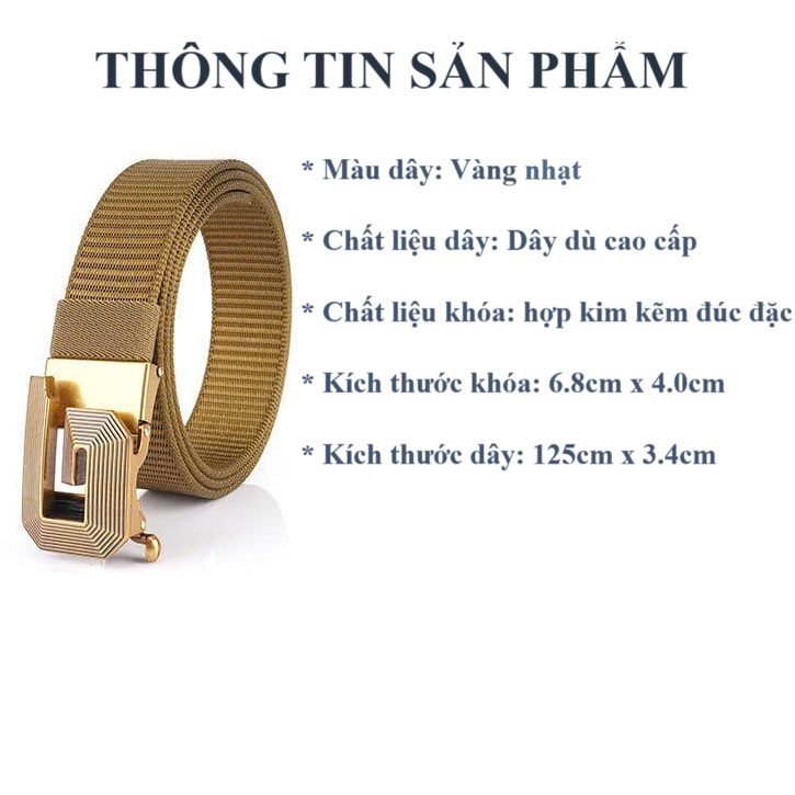 Thắt lưng nam dây dù cao cấp khóa tự động đúc đặc thiết kế nam tính - Mặt thiết kế lịch lãm TKV08