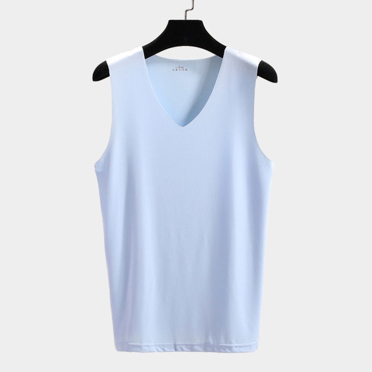 Áo lót nam áo ba lỗ body sát nách cổ chữ V vải lụa lạnh mát không đường may cao cấp