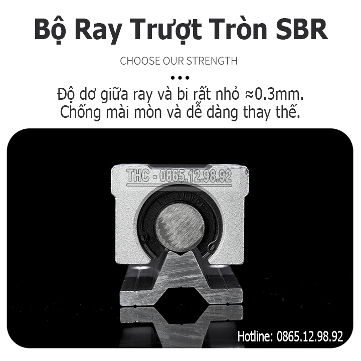 Thanh Ray Trượt Tròn Có Đế SBR25 Dài 1,5m