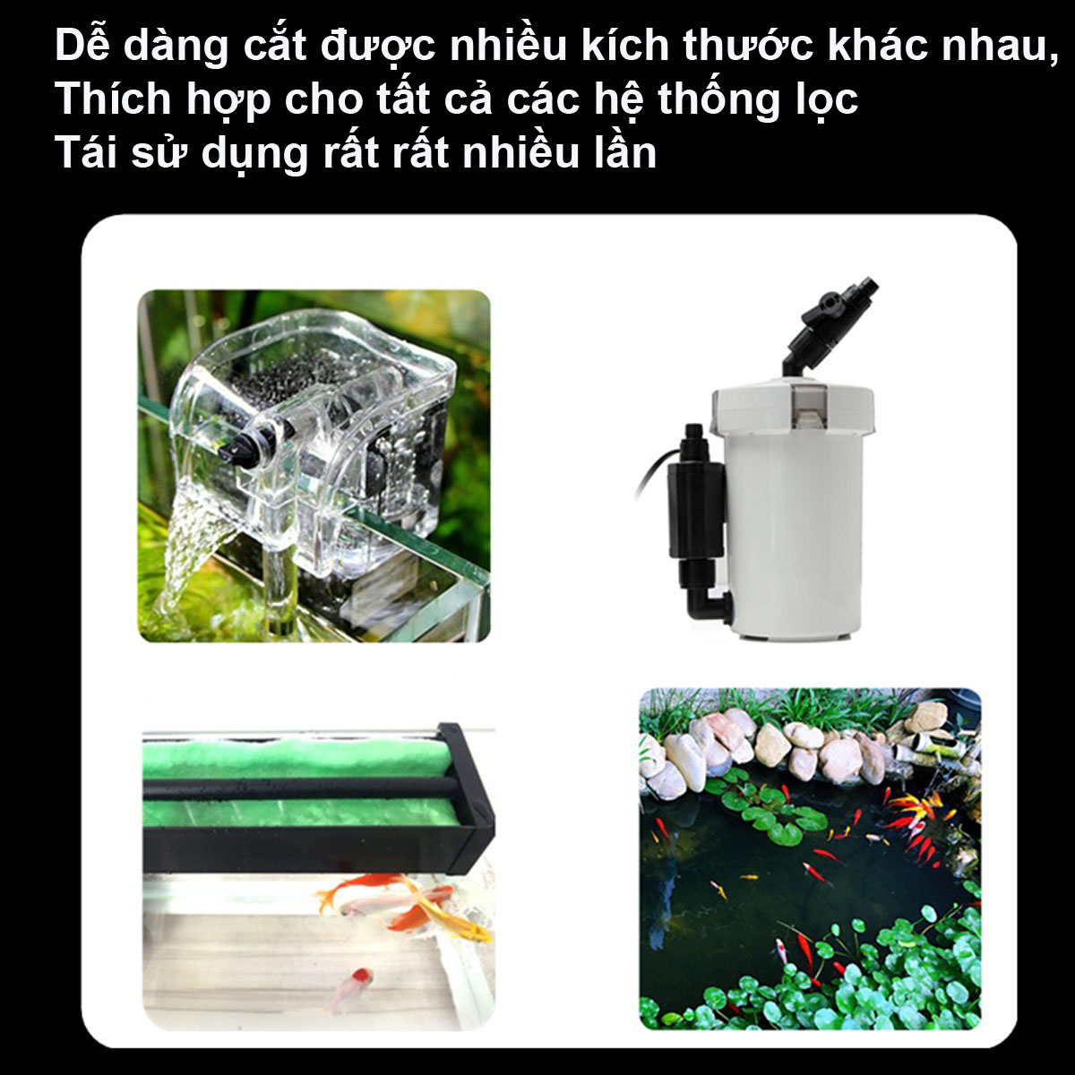 5 Thảm bông lọc Bể Cá loại 6D 50x11x2cm - Lọc sạch cặn bẩn hồ thủy sinh