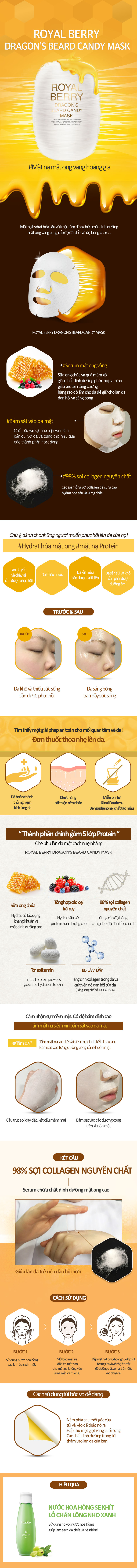 Mặt Nạ Frudia Royal Berry Dragon'S Beard Candy Mask Dưỡng Ẩm Mật Ngọt Hoàng Gia 27ml