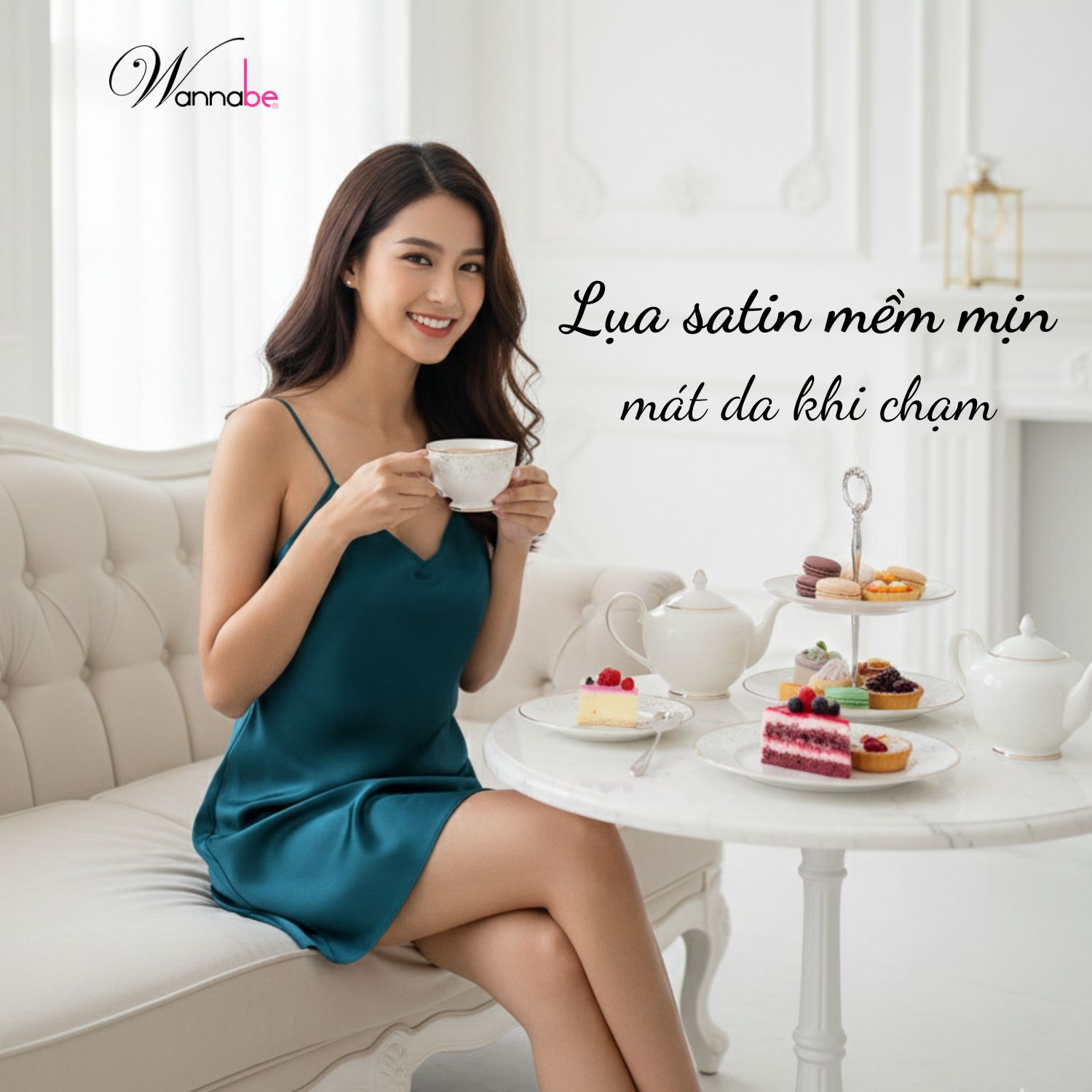 Đầm ngủ lụa WANNABE DN612 váy ngủ tối giản, 2 dây êm dịu thỏai mái, trẻ trung chăm sóc làn da, nâng niu giấc ngủ của bạn