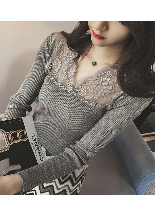 Áo nữ dài tay phối ren Haint Boutique ALe65