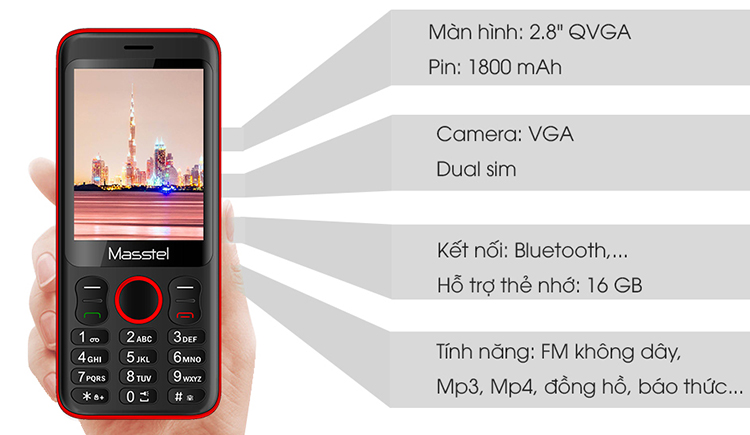 Điện Thoại Masstel IZI280 - Hàng Chính Hãng