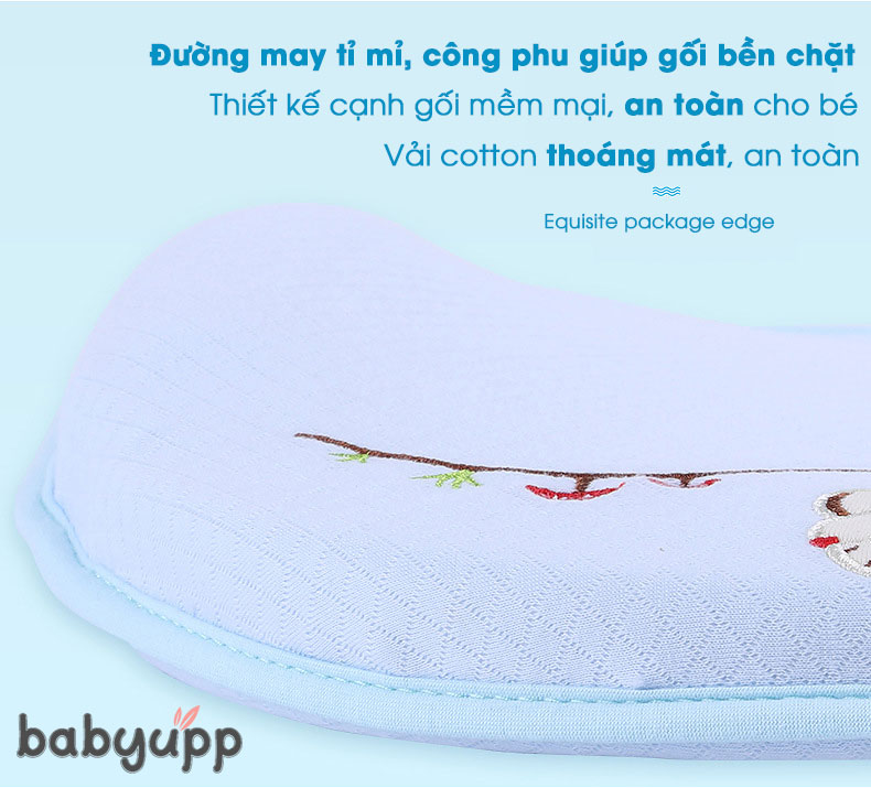 Gối cao su non cho bé cao cấp. Gối Memory Foam chống méo đầu - bẹp đầu - nghẹo cổ em bé. Tặng kẻm vỏ gối dự phòng thay thế. 6