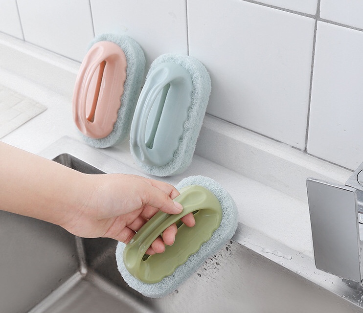 Dụng cụ chà rửa bằng sợi bọt biển đánh bay mọi vết bẩn cứng đầu (giao màu ngẫu nhiên) - 14 x 8 cm