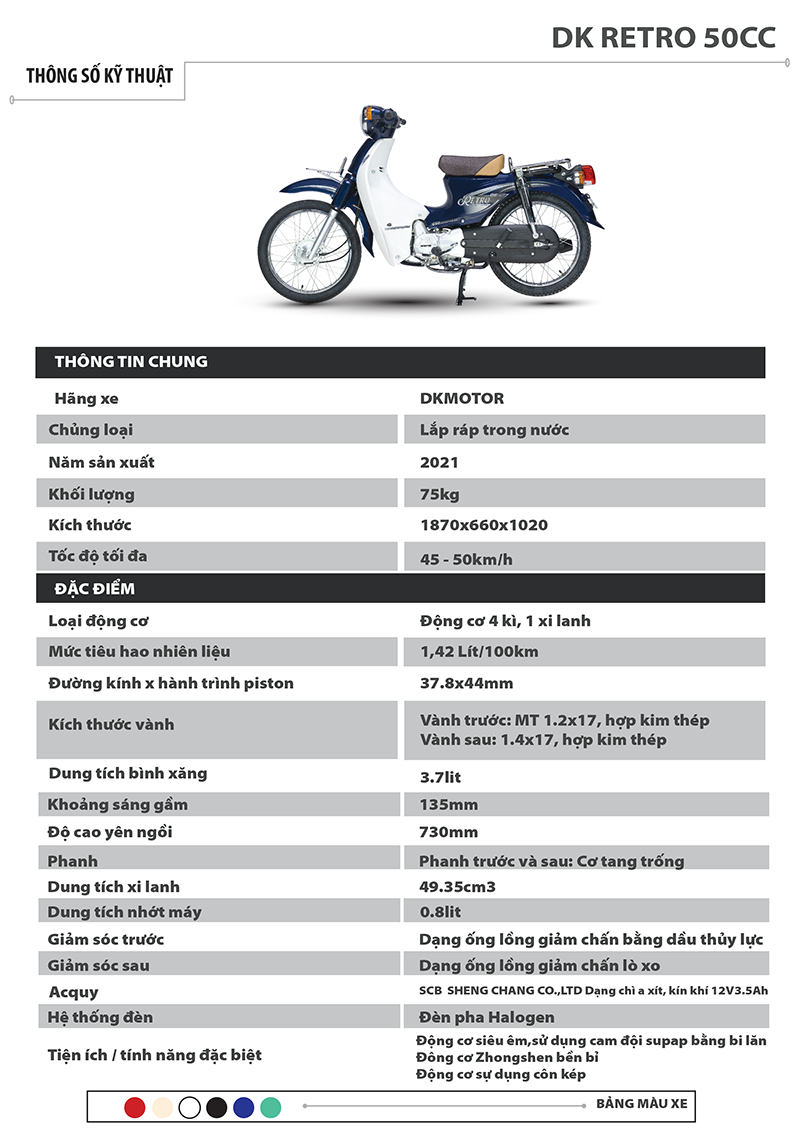 Xe Máy 50cc DK Retro - Màu Be 8