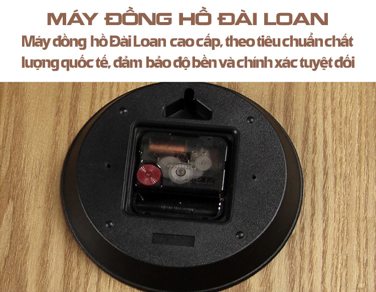 Đồng hồ treo tường gỗ cao cấp GeekCook - Dạng kim trôi, khung viền nguyên khối