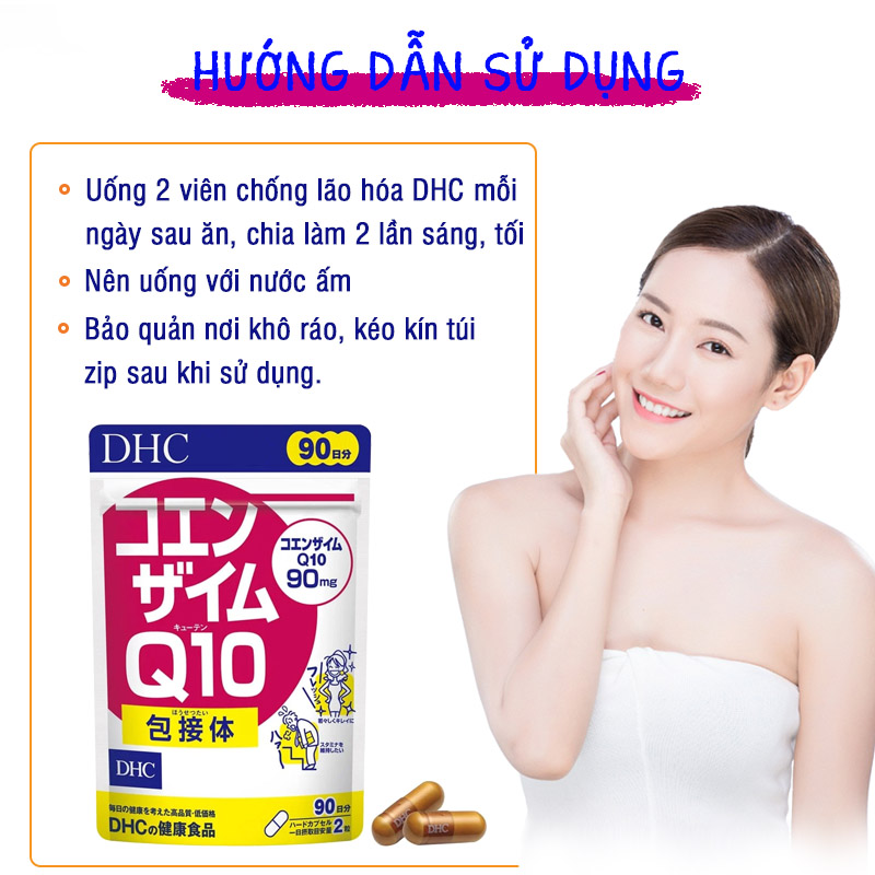 Viên uống chống lão hóa da DHC Nhật Bản Coenzyme Q10 thực phẩm chức năng bổ sung vitamin C làm đẹp da, hỗ trợ não bộ JN-DHC-COE 7