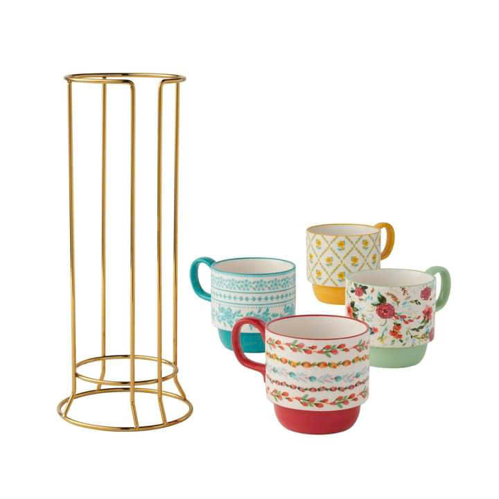 Sét cốc kèm giá 5 món The Pioneer Woman Ditsy Hàng chính hãng