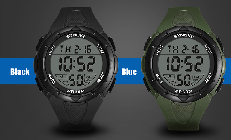 SYNOKE 9005 Sport Watch LED Digital Watch Alarm Luminous Second Timing Daily Waterproof Sport Band - Green
