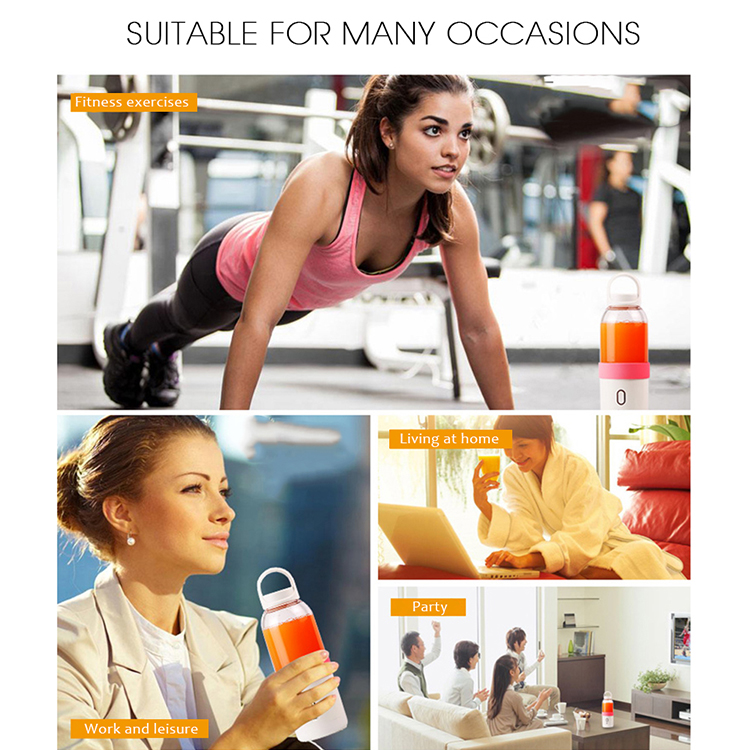 Portable Blender Juicer Cup Electric Automatic Water Bottle Blue