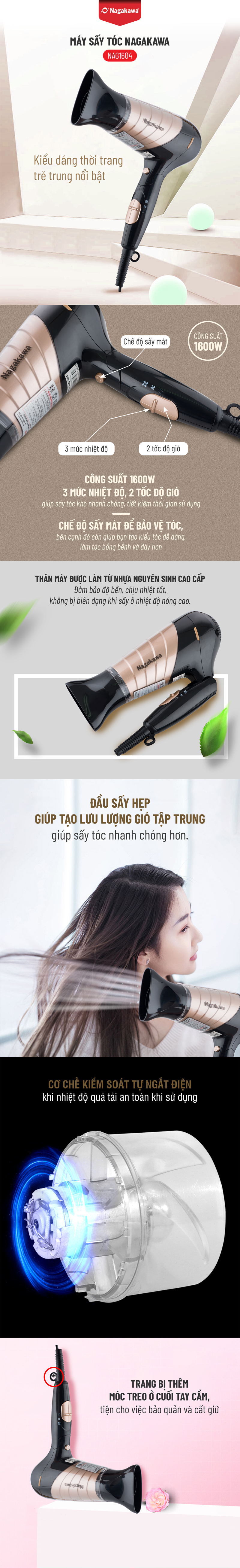 Máy Sấy Tóc Nagakawa NAG1604 (1600W) - Hàng Chĩnh Hãng