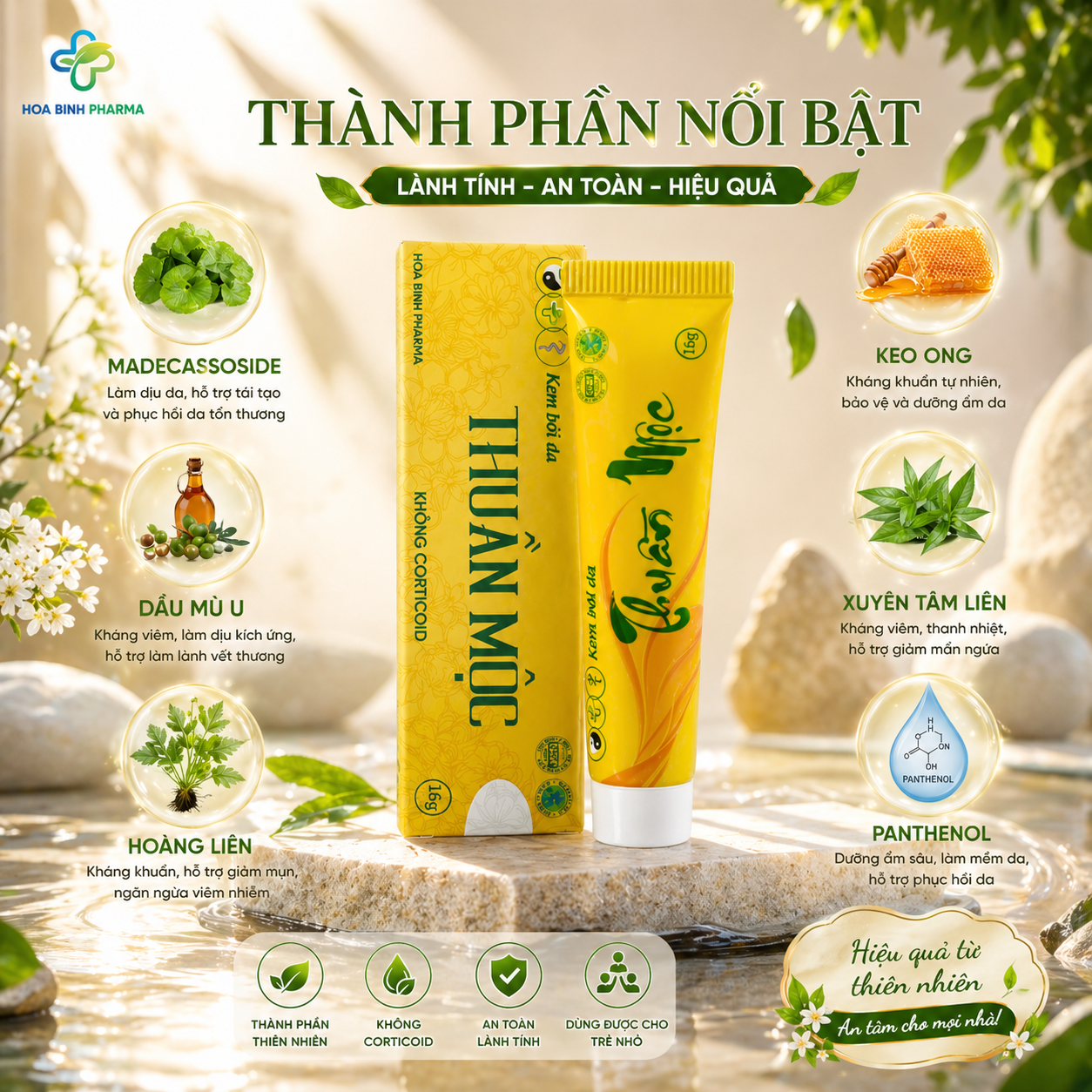 Kem bôi da thuần mộc kem bôi nấm ngứa Thanh Mộc Hương 16gr