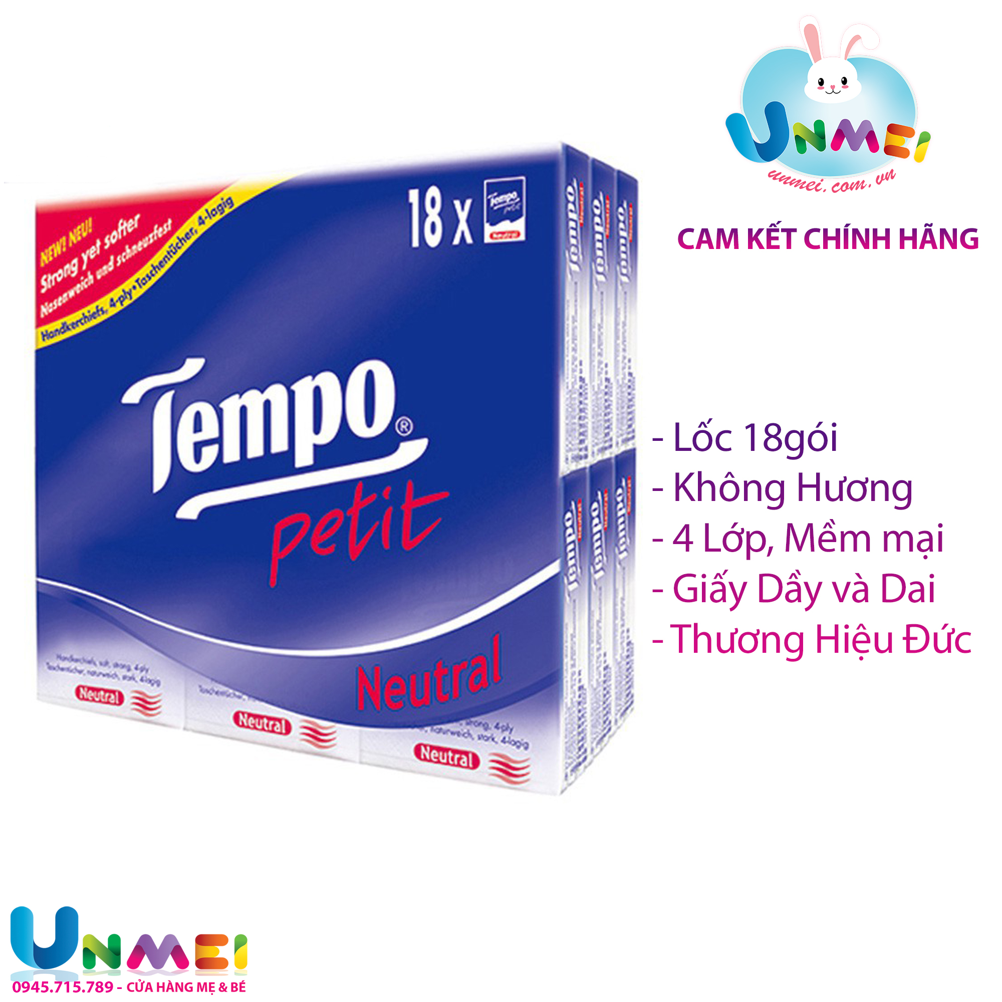 Tempo - Khăn GiấyBỏ túi Tempo Petit Cao Cấp Bạc Hà/Gỗ Táo/Sakura tặng 1 khăn sữa cao cấp thương hiệu Unmei