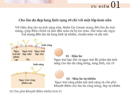 Make Up Cream On The Go (30 gói Shachet) - Kem nền hữu cơ đa năng naturaglacé Make Up Cream (02 - Màu be tự nhiên)
