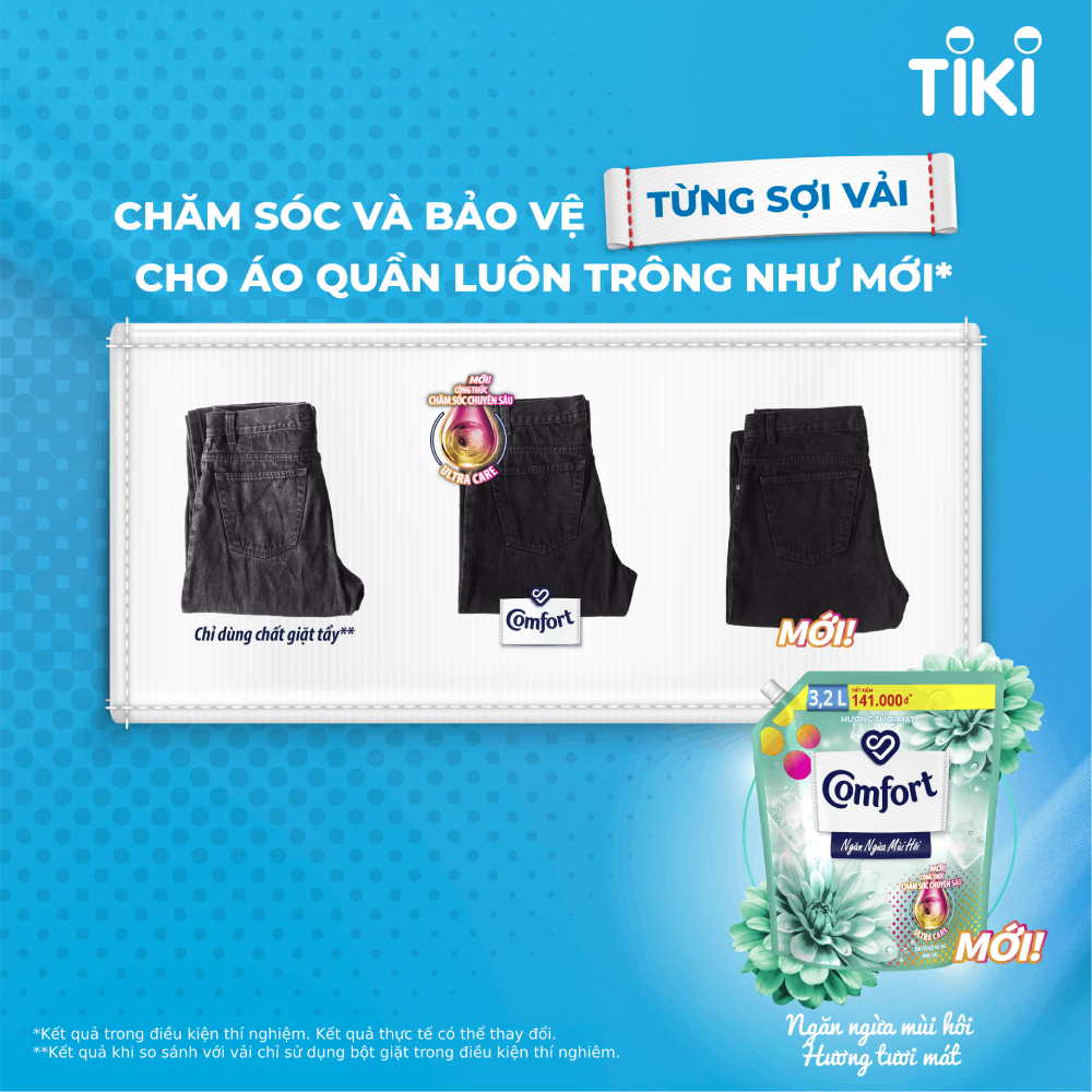 Nước Xả Làm Mềm Vải Comfort Chăm Sóc Chuyên Sâu Ngăn Ngừa Mùi Hôi Hương Tươi Mát túi 3.2L